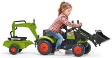 Дитячий трактор на педалях з причепом, переднім та заднім ковшами Falk 2040N CLAAS ARION (колір - зелений)